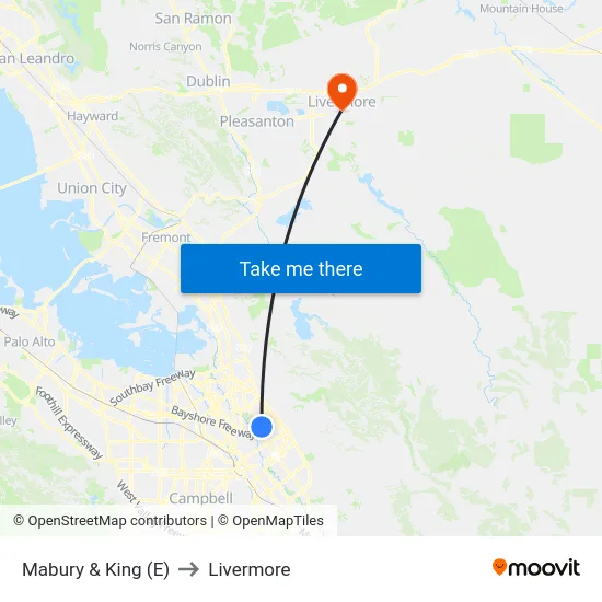 Mabury & King (E) to Livermore map
