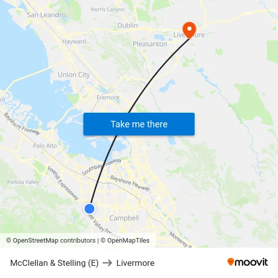 McClellan & Stelling (E) to Livermore map