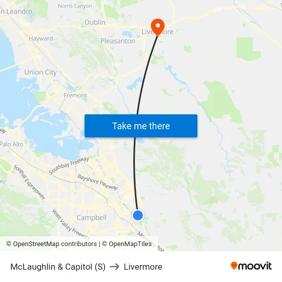 McLaughlin & Capitol (S) to Livermore map
