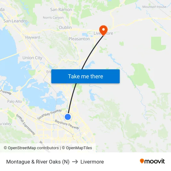 Montague & River Oaks (N) to Livermore map