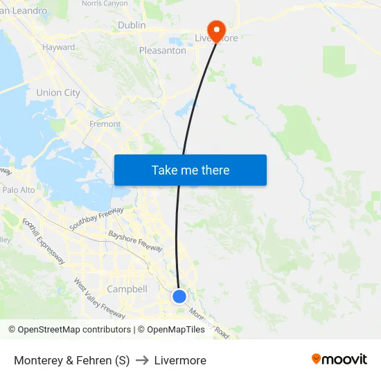 Monterey & Fehren (S) to Livermore map
