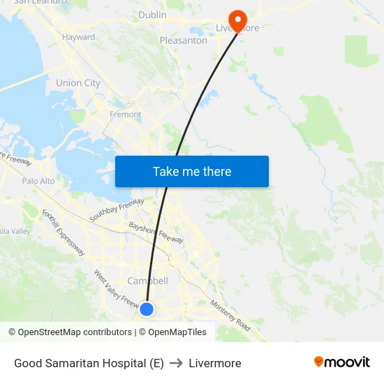 Good Samaritan Hospital (E) to Livermore map