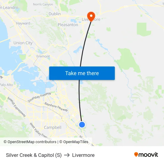 Silver Creek & Capitol (S) to Livermore map