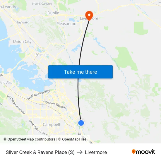 Silver Creek & Ravens Place (S) to Livermore map