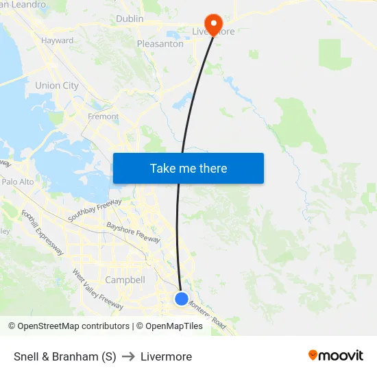 Snell & Branham (S) to Livermore map