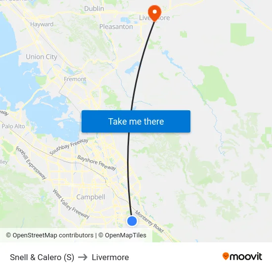 Snell & Calero (S) to Livermore map