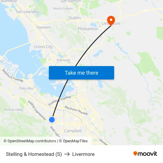 Stelling & Homestead (S) to Livermore map