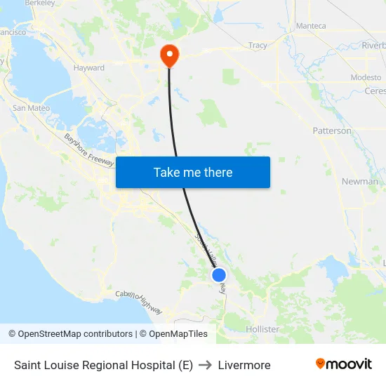 Saint Louise Regional Hospital (E) to Livermore map