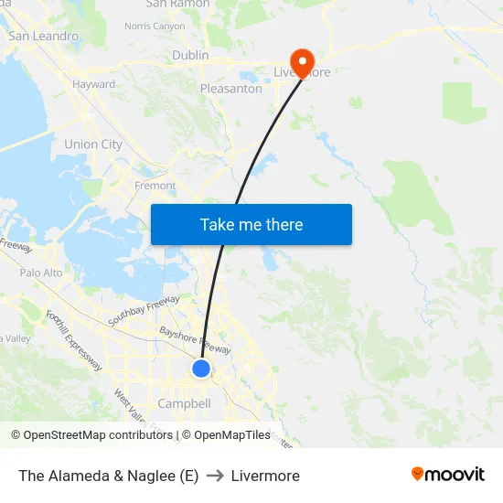 The Alameda & Naglee (E) to Livermore map