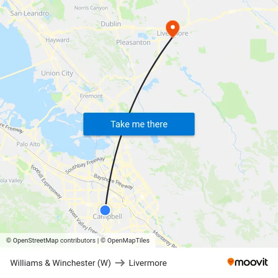Williams & Winchester (W) to Livermore map