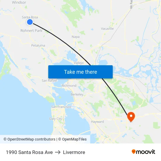 1990 Santa Rosa Ave to Livermore map