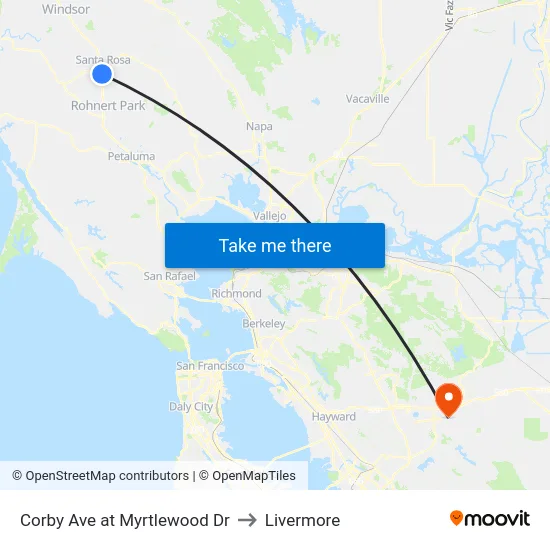 Corby Ave at Myrtlewood Dr to Livermore map