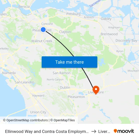 Ellinwood Way and Contra Costa Employment Human Services to Livermore map