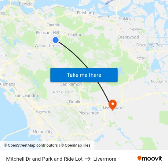 Mitchell Dr and Park and Ride Lot to Livermore map