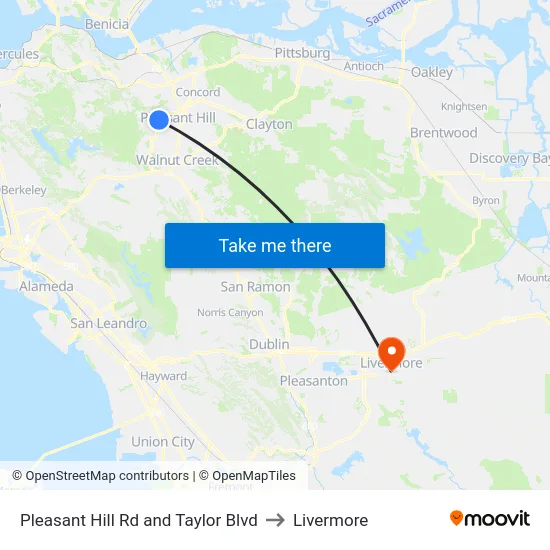 Pleasant Hill Rd and Taylor Blvd to Livermore map