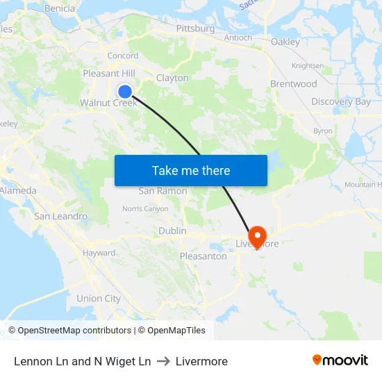 Lennon Ln and N Wiget Ln to Livermore map