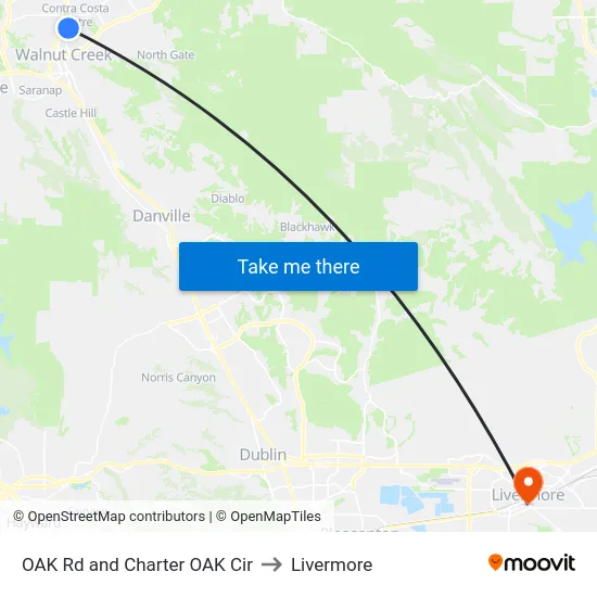 OAK Rd and Charter OAK Cir to Livermore map