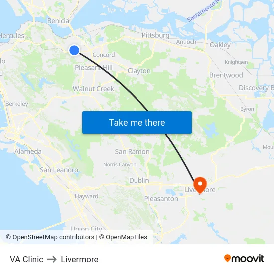 VA Clinic to Livermore map