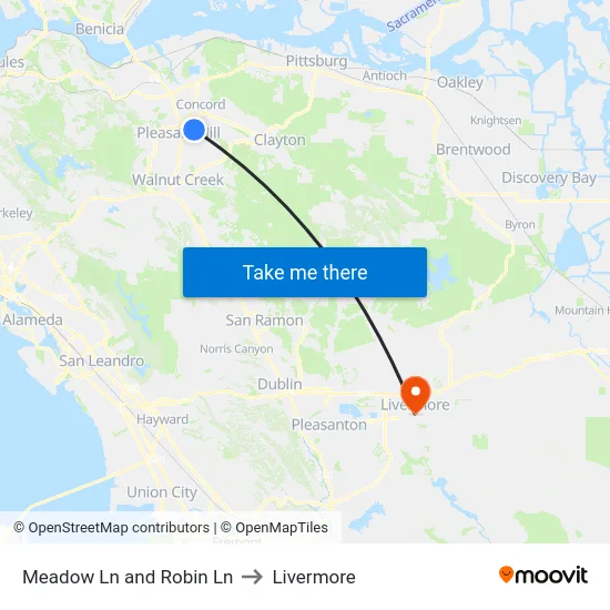 Meadow Ln and Robin Ln to Livermore map