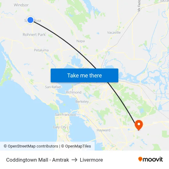 Coddingtown Mall - Amtrak to Livermore map