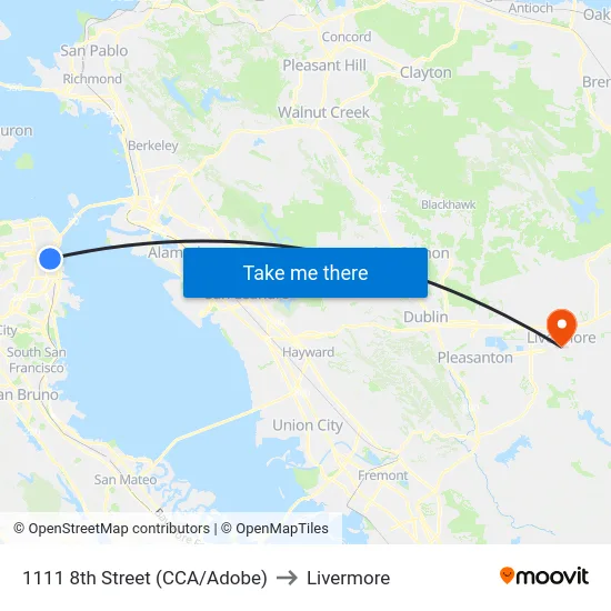 1111 8th Street (CCA/Adobe) to Livermore map