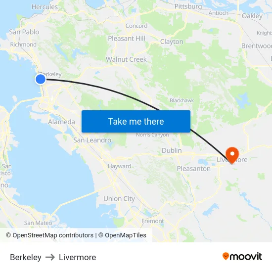 Berkeley to Livermore map
