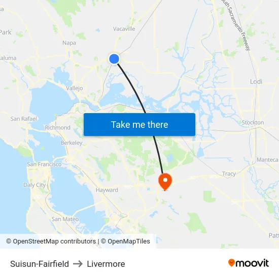 Suisun-Fairfield to Livermore map
