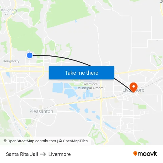 Santa Rita Jail to Livermore map