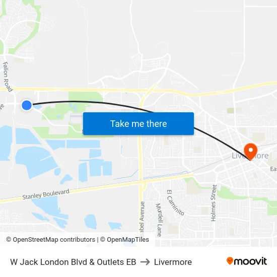 W Jack London Blvd & Outlets EB to Livermore map