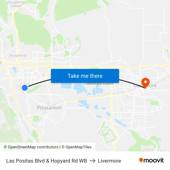 Las Positas Blvd & Hopyard Rd WB to Livermore map