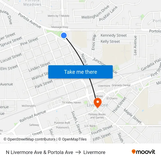 N Livermore Ave & Portola Ave to Livermore map