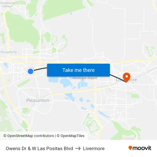 Owens Dr & W Las Positas Blvd to Livermore map