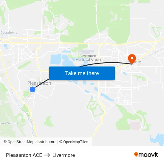 Pleasanton ACE to Livermore map