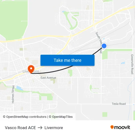 Vasco Road ACE to Livermore map