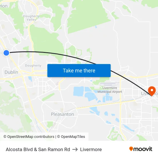 Alcosta Blvd & San Ramon Rd to Livermore map