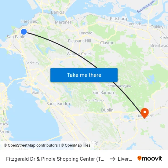 Fitzgerald Dr & Pinole Shopping Center (Target/Applebees) to Livermore map
