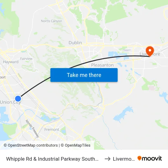 Whipple Rd & Industrial Parkway Southwest to Livermore map