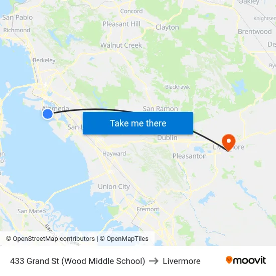 433 Grand St (Wood Middle School) to Livermore map