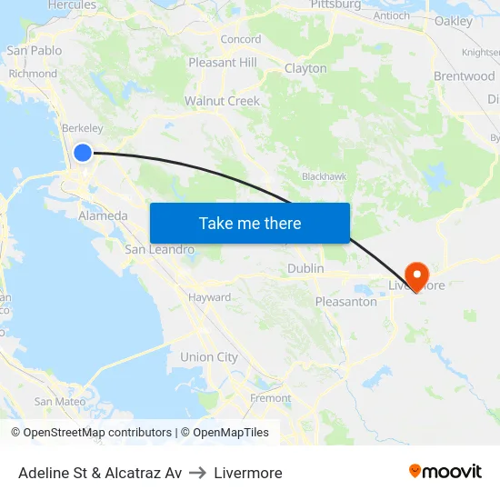 Adeline St & Alcatraz Av to Livermore map