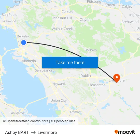 Ashby BART to Livermore map