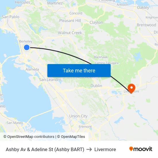 Ashby Av & Adeline St (Ashby BART) to Livermore map