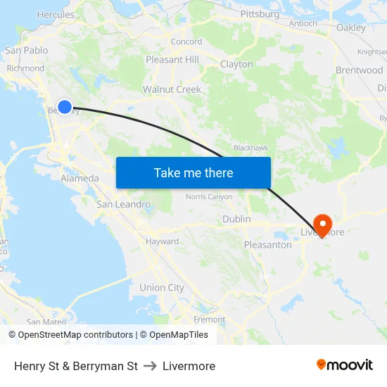 Henry St & Berryman St to Livermore map