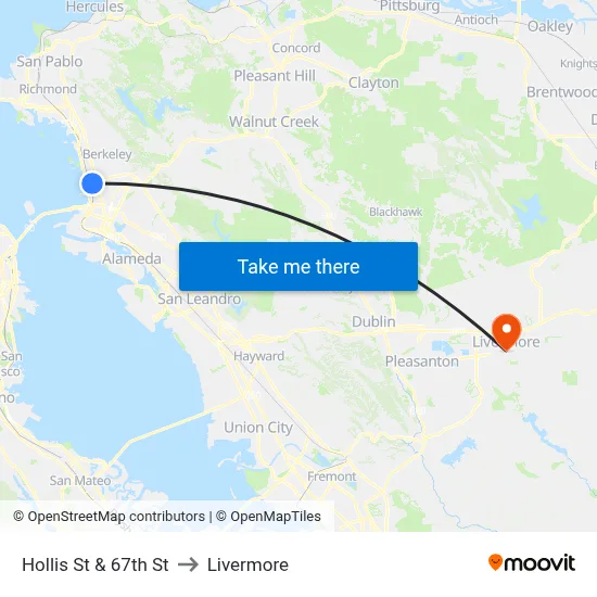 Hollis St & 67th St to Livermore map