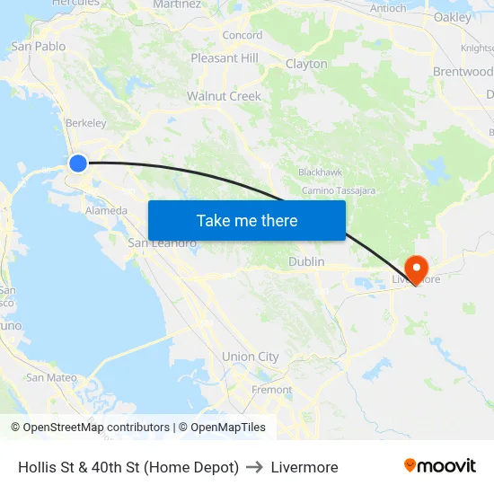 Hollis St & 40th St (Home Depot) to Livermore map