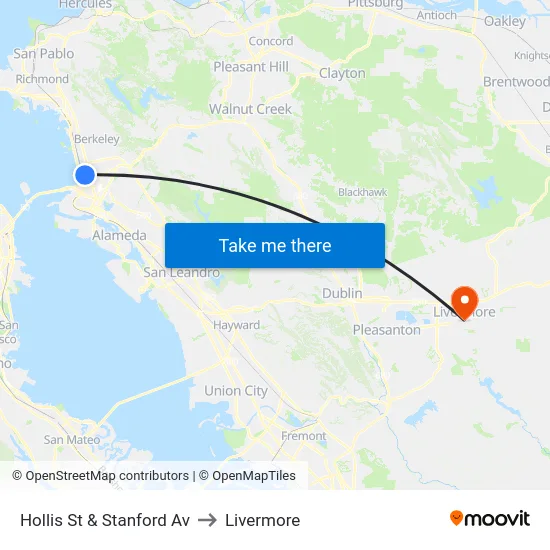 Hollis St & Stanford Av to Livermore map
