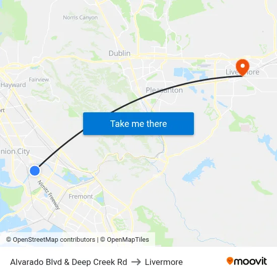 Alvarado Blvd & Deep Creek Rd to Livermore map