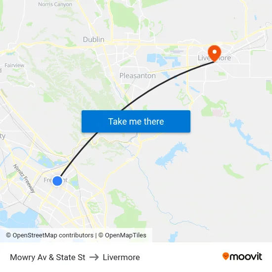Mowry Av & State St to Livermore map