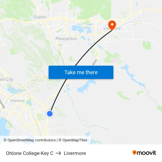 Ohlone College-Key C to Livermore map