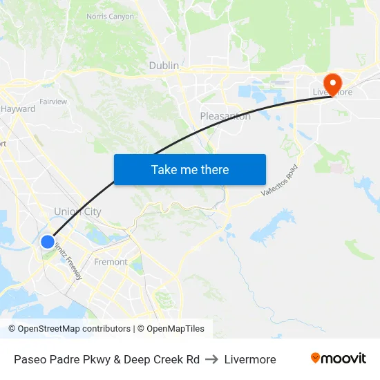 Paseo Padre Pkwy & Deep Creek Rd to Livermore map