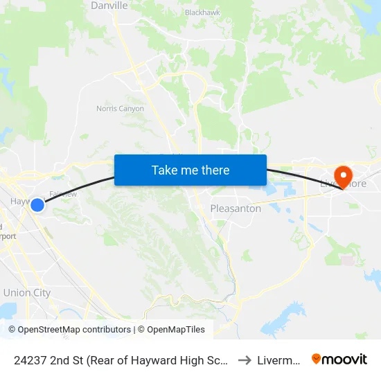 24237 2nd St (Rear of Hayward High School) to Livermore map